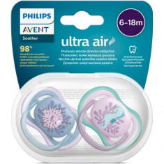 Set 2 suzete Philips-Avent SCF085/61, ultra air pacifier 6-18 luni, Ortodontice, fara BPA, Peste/Calut de mare