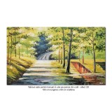 Tablou 3D peisaj pictat manual, Peisaj din padure, aer curat, 100x60cm ulei pe panza in cutit, gata de expus pe perete