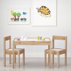 Set Masuta cu 2 Scaune Copii Lemn Crem Alb 63x48x45 cm, Inaltime 28 cm - Ideal Joaca, Desen