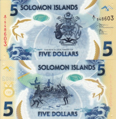 INSULELE SOLOMON 5 dollars 2019 polymer UNC!!! foto