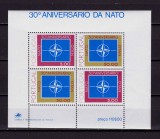 ✅(C36) Portugalia 1979 ,&quot;30 de ani NATO &quot;, colita 26, bloc 2x Mi. 1439/1440, MNH, Nestampilat
