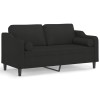 Canapea cu 2 locuri cu pernute, negru, 140 cm, textil