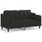 Canapea cu 2 locuri cu pernute, negru, 140 cm, textil