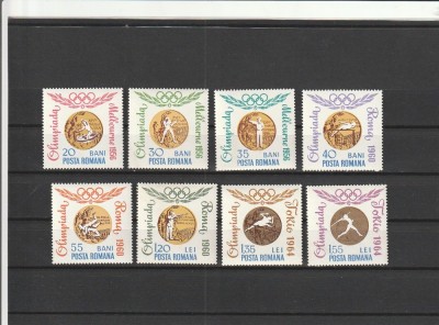 ROMANIA 1964 LP 596 LP 596 a MEDALII OLIMPICE SERII DANTELATA + NEDANTELATA MNH NESTAMPILATE foto
