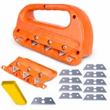 Dispozitiv sanfrenare gips-carton sau rigips HAWIRE KL-4560, Aschiere unghiuri de 45 si 60 grade, Set 10 lame trapezoidale, Material plastic, Portocal