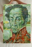 &quot;Bolivar on bolivars&quot; V. Neacsu acrylic pe bancnote caserate 21/30 cm 2024