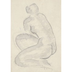 Marcel Guguianu (1922, B&acirc;rlad, Vaslui - 2012, București), Nud feminin cu spatele
