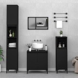 VidaXL Set mobilier de baie, 3 piese, negru, lemn compozit