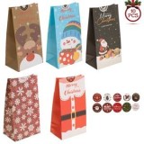 Pungi de cadou pentru dulciuri, Set 10 buc, Multicolor, 12x8x23 cm, cu autocolante, CMCLASS
