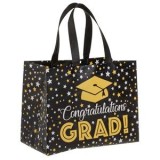 Sacosa multifuncțională neagră cu imprimeu auriu, 31,5x24,5x17cm, CMCLASS
