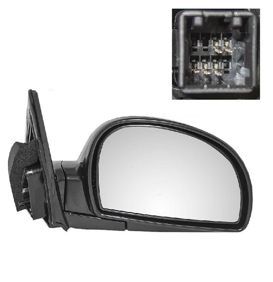 Oglinda exterioara Hyundai Accent (Lc), 08.2002-08.2006, Dreapta, reglare electrica; carcasa neagra, grunduit; incalzita; geam convex; cromat; 5 pini
