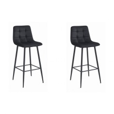 Set 2 scaune de bucatarie/bar, Artool, Arceto, catifea, otel, negru, 43.5x32.5x104 cm foto