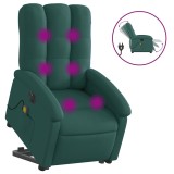 Cumpara ieftin Fotoliu electric masaj rabatabil / ridicare verde inchis textil