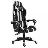 VidaXL Scaun de racing, negru și alb, piele ecologică
