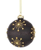 Set 12 globuri sticla neagra aurie Glimmer 8 cm