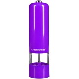 Rasnita electrica Violet lucios pentru sare si piper MEKP001V cu camere depozitare transparente, control finetea macinarii iluminare led