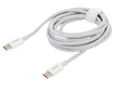 Cablu USB C 2m alb 100W, mufă ambele părţi foto
