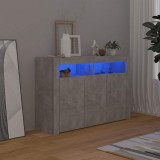VidaXL Servantă cu lumini LED,gri beton, 115,5x30x75 cm