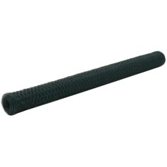 vidaXL Plasă de s&acirc;rmă găini, verde, 25 x 1,5 m, oțel cu &icirc;nveliș PVC 143270
