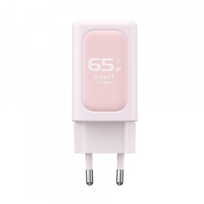 Incarcator Retea HAVIT UC260, 65W, 3A, 1 x USB-A - 2 x USB-C, Roz foto