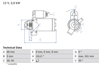 BOSCH 0 986 022 670 starter foto