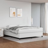 Cumpara ieftin Pat box spring cu saltea, alb, 180x200 cm, piele ecologică