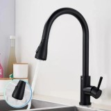 Baterie Bucatarie cu Dus Extractibil, Pipa cu Touch pentru Pornire/Oprire, Inox SUS304, Negru, CF/TOUCH/2 ModernLight Concept, Korman Technik