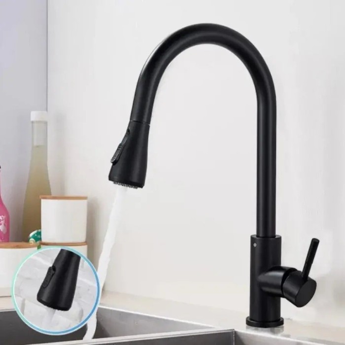 Baterie Bucatarie cu Dus Extractibil, Pipa cu Touch pentru Pornire/Oprire, Inox SUS304, Negru, CF/TOUCH/2 ModernLight Concept