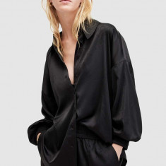 AllSaints camasa CHARLI JACQ SHIRT femei, culoarea negru, cu guler clasic, relaxed, W084PA