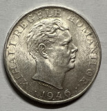 100.000 Lei 1946 Argint, Mihai I, Romania, a UNC, fara inscriptie gravor, RARA!