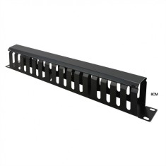 Front Panel 19&quot; 1U cu organizator pentru cabluri 40x80mm RAL7035 Negru, Value 26.99.0306