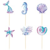 Set 6 Props-uri pentru Prajituri Sirena, Cyrax, Colectia Mermaid, Multicolor