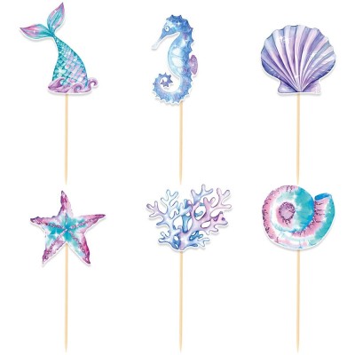 Set 6 Props-uri pentru Prajituri Sirena, Cyrax, Colectia Mermaid, Multicolor foto