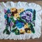 Fata de perna cusuta manual traditional Maramures, veche, 41x 53cm, in si bumbac
