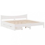 Cumpara ieftin Cadru de pat cu sertare, alb, 200x200 cm, lemn masiv de pin