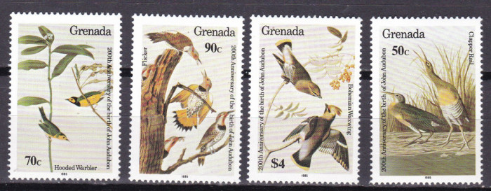 Grenada 1985 fauna pasari Audubon MI 1343-1346 MNH