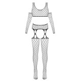 Seturi de Lenjerie - Cottelli Fantasy Set de Lenjerie din Plasa cu Top Portjartier si Maneci marime Small-large