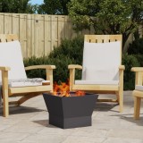 Vatră Foc Pătrată vidaXL 40x40x30cm, Oțel Negru, Exterior, Portabilă, Rezistentă Căldură/Rugina, Balcon/Grădină