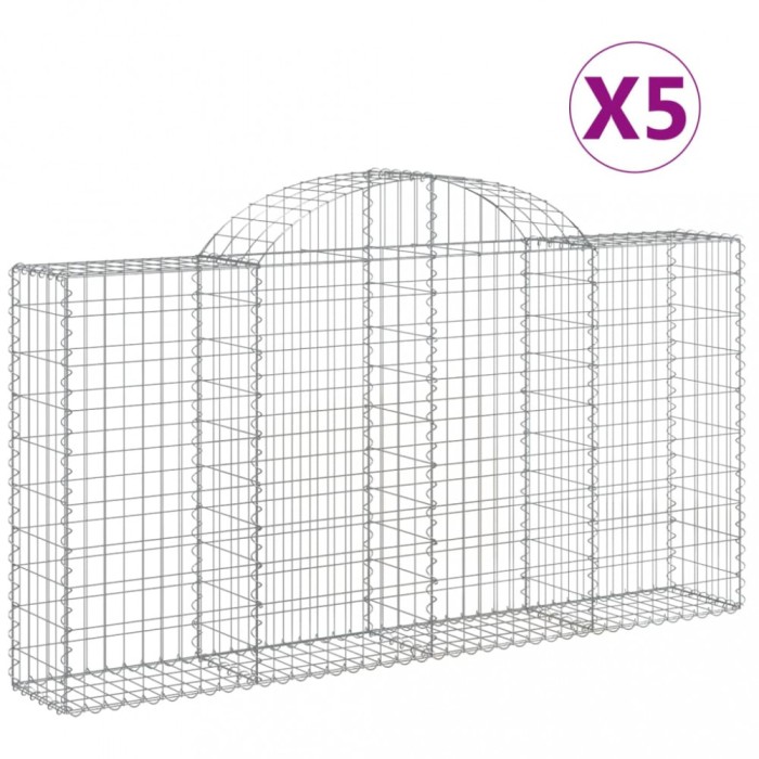 Cosuri gabion arcuite 5 buc, 200x30x100/120 cm fier galvanizat