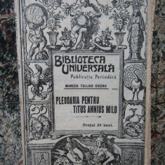 PLEDOARIA PENTRU TITUS ANNIUS MILO - MARCUS TULLIUS CICERO 1914