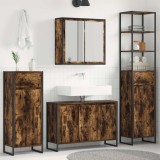 vidaXL Set de mobilier pentru baie cu ușă Stejar fumuriu Lemn compozit 3403048