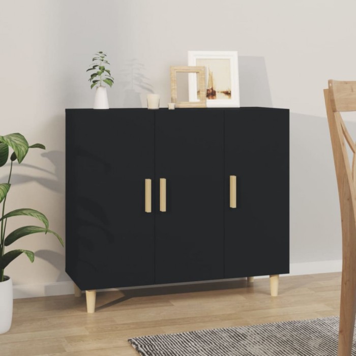 vidaXL Servantă, negru, 90x34x80 cm, lemn prelucrat