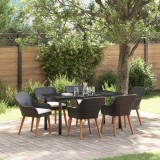 VidaXL Set de dining pentru grădină , 7 piese, negru din ratan sintetic