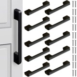 Set 10 manere mobilier negre mate din aluminiu, 96 mm, Ruhhy