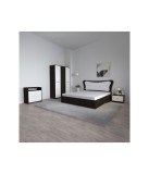 Dormitor Dante, 5 Piese, Pat Dante 160 X 200, 2Noptiere, Dulap Hera W, Comoda Mirela, Culoare Wenge/Alb