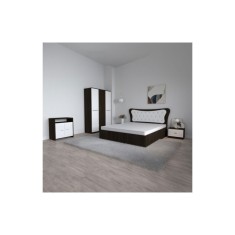Dormitor Dante, 5 Piese, Pat Dante 160 X 200, 2Noptiere, Dulap Hera W, Comoda Mirela, Culoare Wenge/Alb