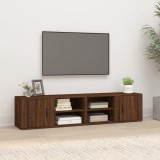 VidaXL Comode TV, 2 buc., stejar maro, 80x31,5x36 cm, lemn prelucrat