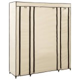 Cumpara ieftin Sifonier cu bare si compartimente, crem, 150x45x176 cm, textil