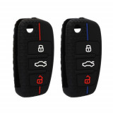 Set 2 huse cheie auto kwmobile pentru Audi 3 butoane, Silicon, Multicolor, 60965.01
