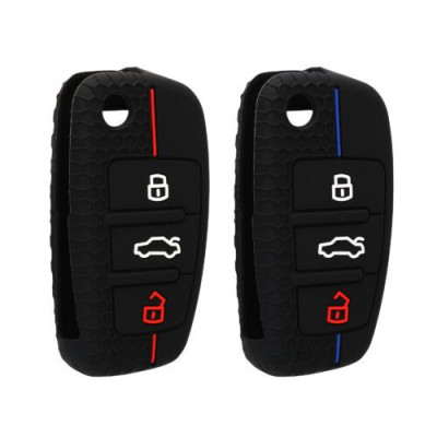 Set 2 huse cheie auto kwmobile pentru Audi 3 butoane, Silicon, Multicolor, 60965.01 foto